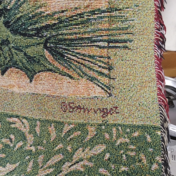 Manual Weavers  Susan WInget Holiday Birds Afghan Blanket Throw Tapestry 57x63 - Picture 5 of 11